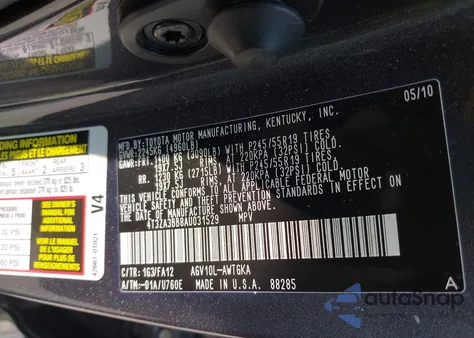 2010 Toyota Venza from USA, damaged, VIN 4T3ZA3BB8AU031529